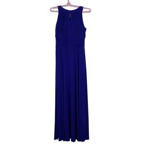 Dress Barn Ladies Blue Keyhole Long Dress-Sz 12-Sleeveless Stretch